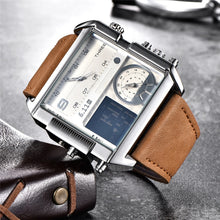 Load image into Gallery viewer, Men Watches Big Size Square Dial Leather Sport Men's Wristwatches Luxury