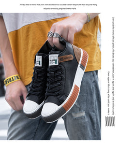 Leather Shoes for Men White Black Authentic Leather Men Sneaker Trendy Menswear School Team Tide Shoes