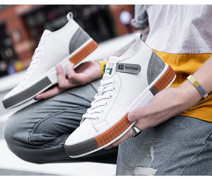 Leather Shoes for Men White Black Authentic Leather Men Sneaker Trendy Menswear School Team Tide Shoes