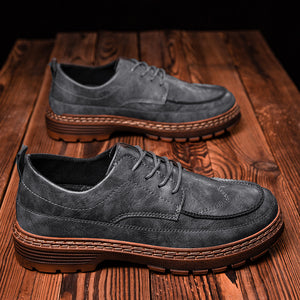 New Men Leather Fashion Business Thick Bottom Casual Shoes Classic Retro
