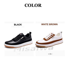 Load image into Gallery viewer, Men Genuine Leather Shoes Black White Leather Young Men Sneaker Tide Menswear School Team Skate Shoes

