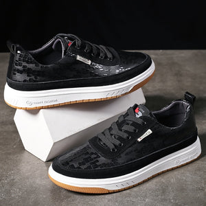 Men Genuine Leather Shoes Black White Leather Young Men Sneaker Tide Menswear School Team Skate Shoes