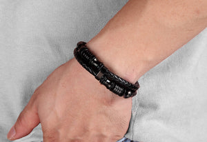 Men's Fashion Gift Black Leather Bracelets DIY Combination Gift