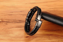 Load image into Gallery viewer, Men&#39;s Fashion Gift Black Leather Bracelets DIY Combination Gift
