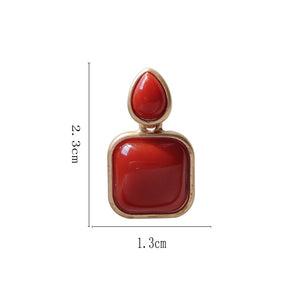 Metal Classic Trendy Red square stud earrings for women