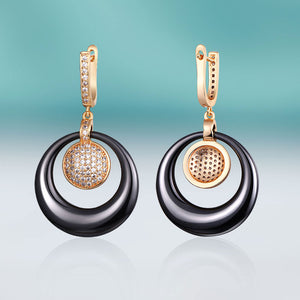 Luxury Black White Ceramic Earrings