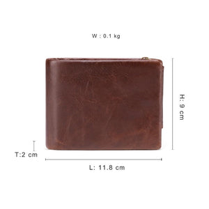 Men Wallet Genuine Leather Trifold Wallet