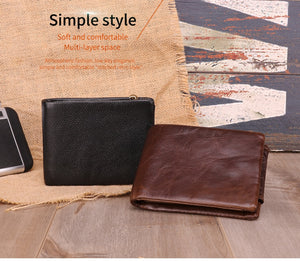 Men Wallet Genuine Leather Trifold Wallet