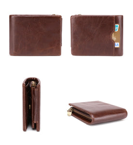 Men Wallet Genuine Leather Trifold Wallet