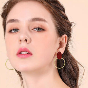 popular 6 Colors Simple fashion gold red plated geometric big round earrings