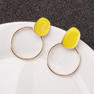 popular 6 Colors Simple fashion gold red plated geometric big round earrings