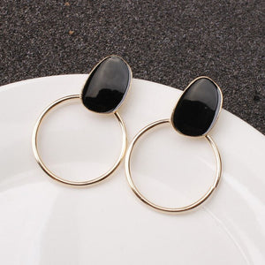 popular 6 Colors Simple fashion gold red plated geometric big round earrings