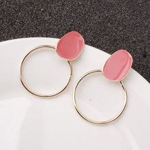 Load image into Gallery viewer, popular 6 Colors Simple fashion gold red plated geometric big round earrings
