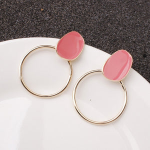 popular 6 Colors Simple fashion gold red plated geometric big round earrings