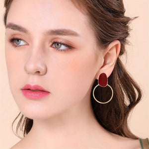 popular 6 Colors Simple fashion gold red plated geometric big round earrings