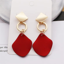 Load image into Gallery viewer, Statement Earrings Green White Red Geometric Drop Earrings
