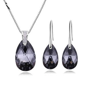 Jewelry Sets Silver Color Water drop Pendant Necklace Dangle Earrings For Women