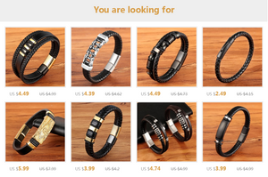 Men's Fashion Gift Black Leather Bracelets DIY Combination Gift