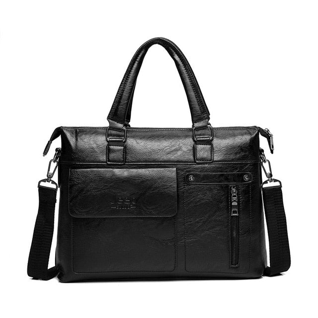 Men Leather Shoulder Bags For 13 Inch Laptop Bag big Travel Handbag