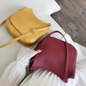 Women Fashion Wide Solid Color Shoulder Handbags Female Simple PU Leather