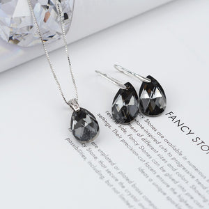 Jewelry Sets Silver Color Water drop Pendant Necklace Dangle Earrings For Women