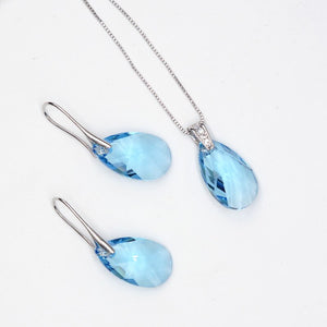 Jewelry Sets Silver Color Water drop Pendant Necklace Dangle Earrings For Women