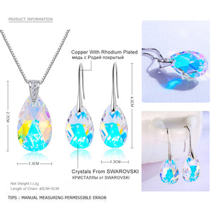 Jewelry Sets Silver Color Water drop Pendant Necklace Dangle Earrings For Women