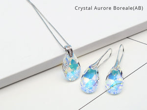 Jewelry Sets Silver Color Water drop Pendant Necklace Dangle Earrings For Women