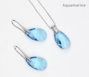 Jewelry Sets Silver Color Water drop Pendant Necklace Dangle Earrings For Women