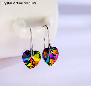 Earrings Hanging Hearts Crystals For Women Jewelry