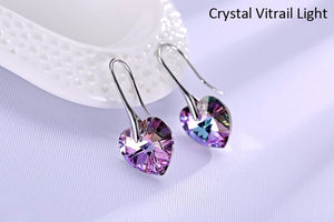 Earrings Hanging Hearts Crystals For Women Jewelry