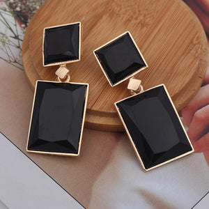 2020 New Design Blue Black Gold Color Square Drop Earrings