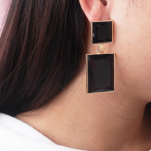 2020 New Design Blue Black Gold Color Square Drop Earrings