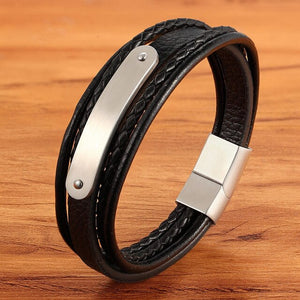 Stainless Steel Accessories Easy Hook With Leather Bracelet For Men