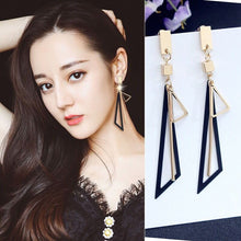 Load image into Gallery viewer, Drop Earrings For Women 2020 Geometric Triangle Long Earrings Pink Green Black Gold Earrings
