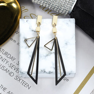 Drop Earrings For Women 2020 Geometric Triangle Long Earrings Pink Green Black Gold Earrings