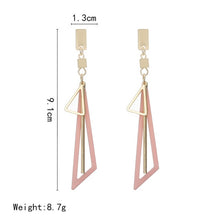 Load image into Gallery viewer, Drop Earrings For Women 2020 Geometric Triangle Long Earrings Pink Green Black Gold Earrings
