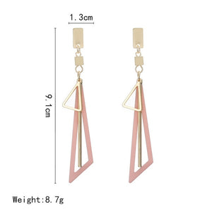 Drop Earrings For Women 2020 Geometric Triangle Long Earrings Pink Green Black Gold Earrings