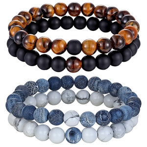 Hot 2pcs Bracelet Natural Stone Men Women Friend Gift