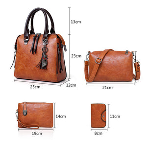 Leather Shoulder Messenger Bag Tote Bag Bolsa 4pcs/Set