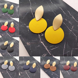 2020 women fashion earrings irregular gold wavy earrings round wooden earrings earrings