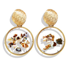 Load image into Gallery viewer, 2020 women fashion earrings irregular gold wavy earrings round wooden earrings earrings
