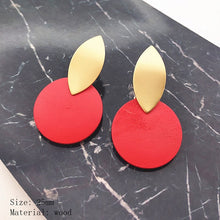 Load image into Gallery viewer, 2020 women fashion earrings irregular gold wavy earrings round wooden earrings earrings
