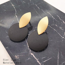 Load image into Gallery viewer, 2020 women fashion earrings irregular gold wavy earrings round wooden earrings earrings
