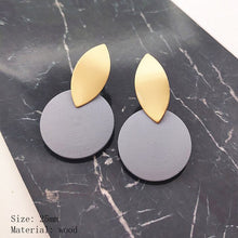 Load image into Gallery viewer, 2020 women fashion earrings irregular gold wavy earrings round wooden earrings earrings
