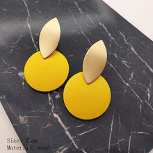 Load image into Gallery viewer, 2020 women fashion earrings irregular gold wavy earrings round wooden earrings earrings
