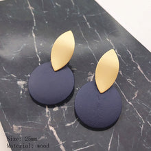 Load image into Gallery viewer, 2020 women fashion earrings irregular gold wavy earrings round wooden earrings earrings
