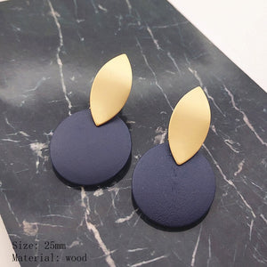 2020 women fashion earrings irregular gold wavy earrings round wooden earrings earrings