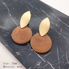 Load image into Gallery viewer, 2020 women fashion earrings irregular gold wavy earrings round wooden earrings earrings
