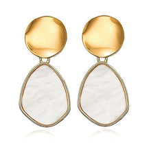 Load image into Gallery viewer, 2020 women fashion earrings irregular gold wavy earrings round wooden earrings earrings
